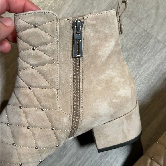 Quilted Tan Ankle Boots - Picture 5 of 8